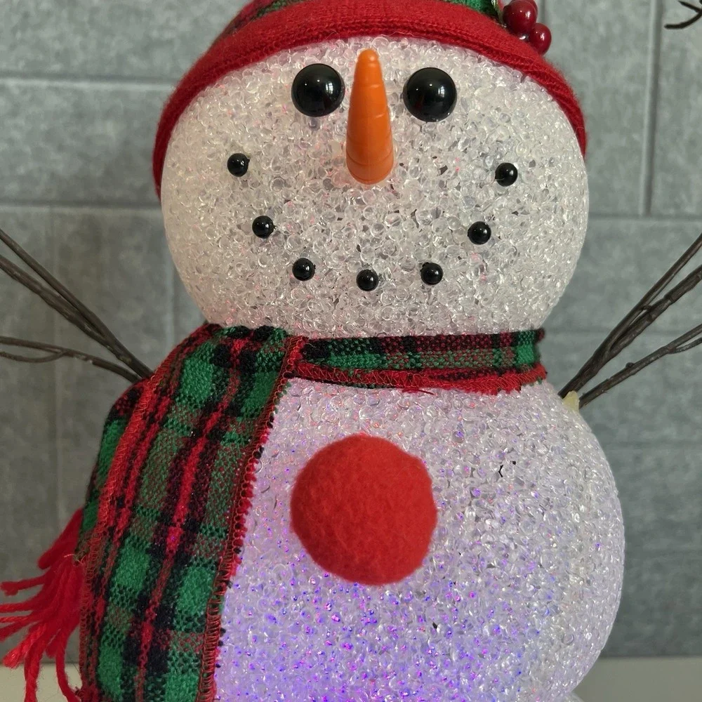 Vintage Melted Popcorn Snowman Color Changing Large 15